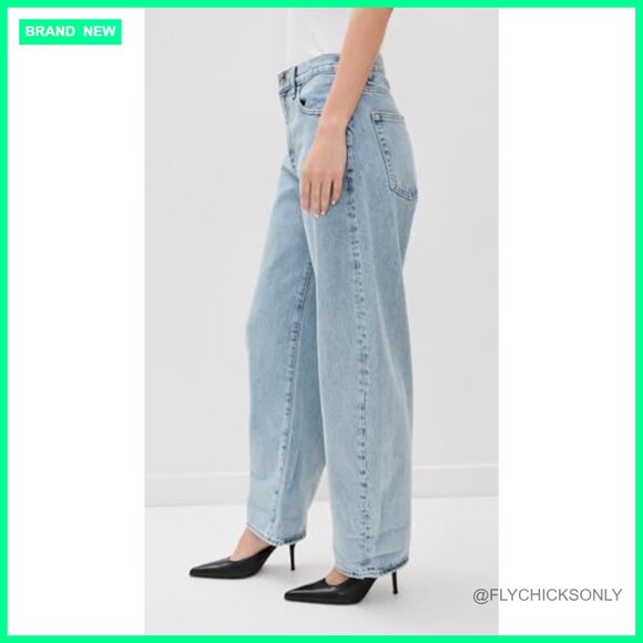 High Rise Barrel Leg Jeans, Non-Stretch Denim, 5-Pocket Styling - Picture 3 of 6